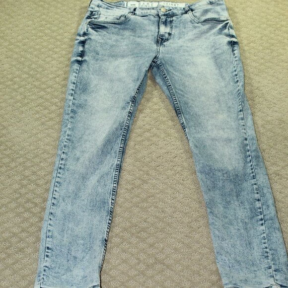 Bare Denim Men's 34x31 Skinny Acid Wash Blue Jeans - Picture 1 of 7